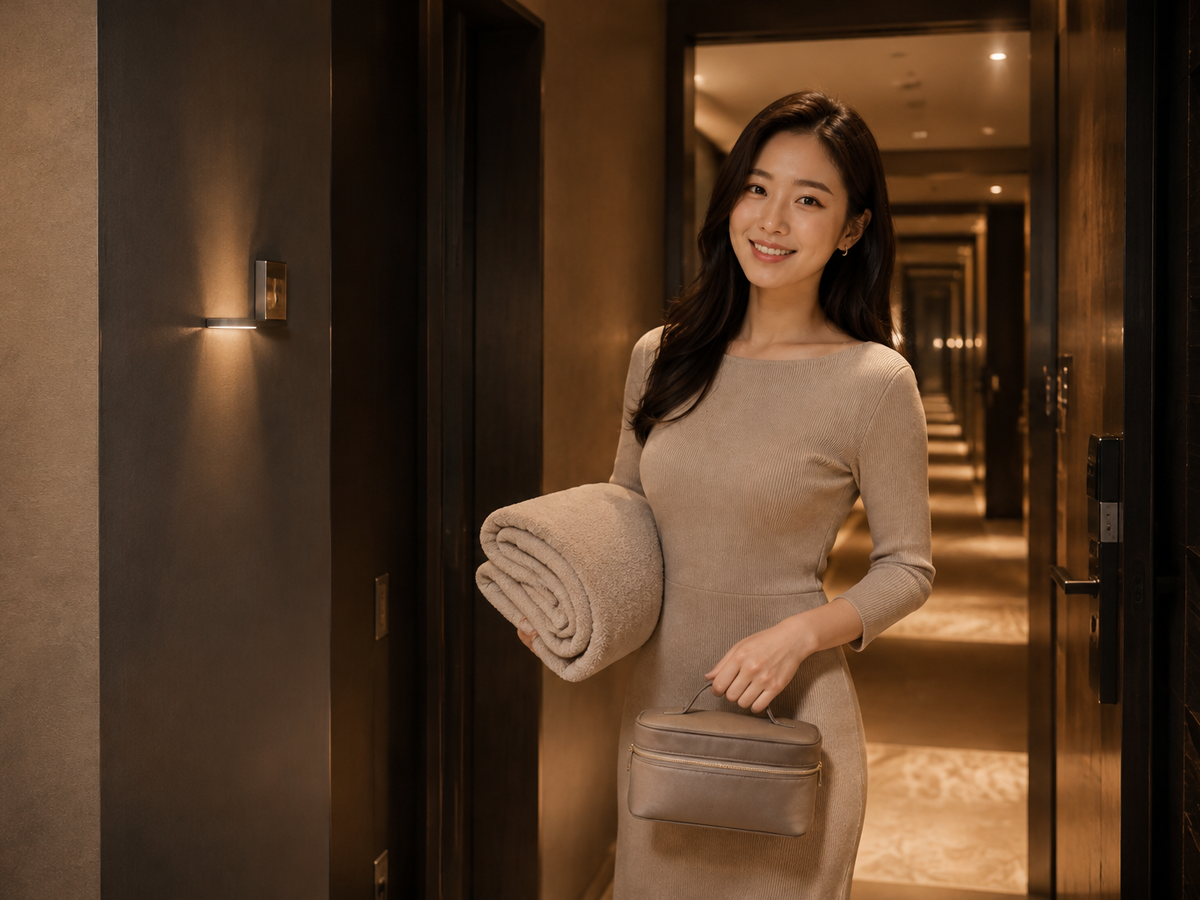 안양 방문 홈케어 일정을 준비하는 젊은 성인 한국 여성 관리사